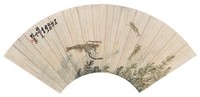 刘奎龄 虾 扇面镜心
